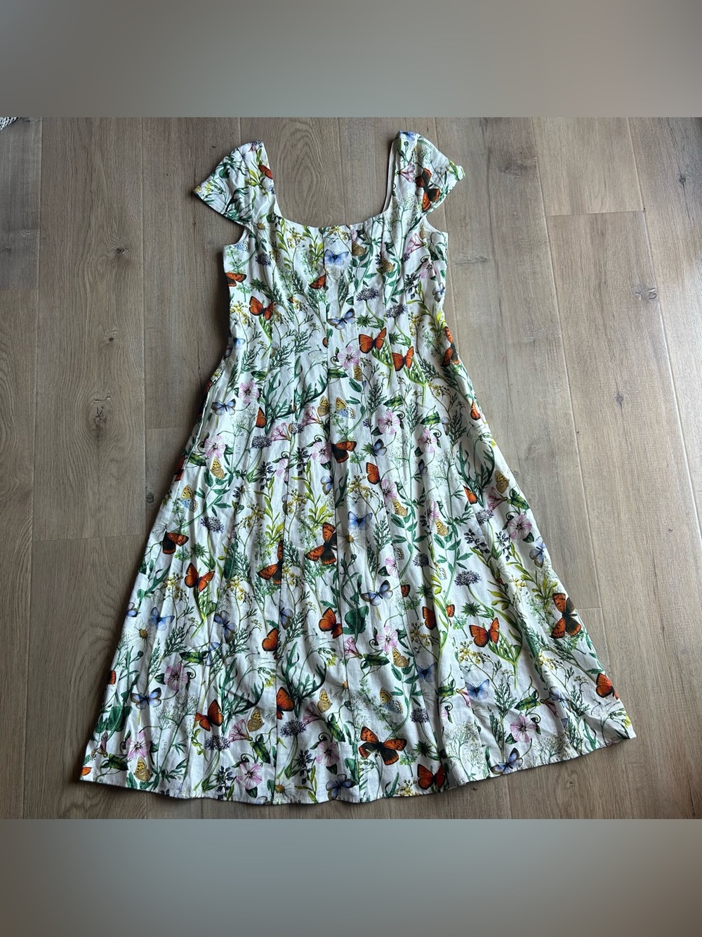 Avec Les Filles Floral Linen Blend Fit & Flare Dress - Picture 4 of 8
